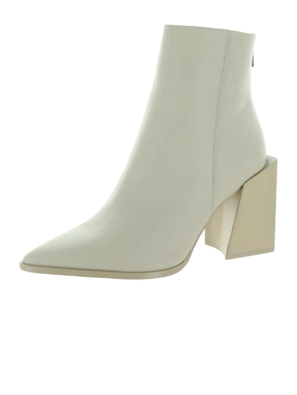 Steve Madden Women's Cream/ White ish Pointed Toe Block Heel Ankle Boots - Picture 3 of 7